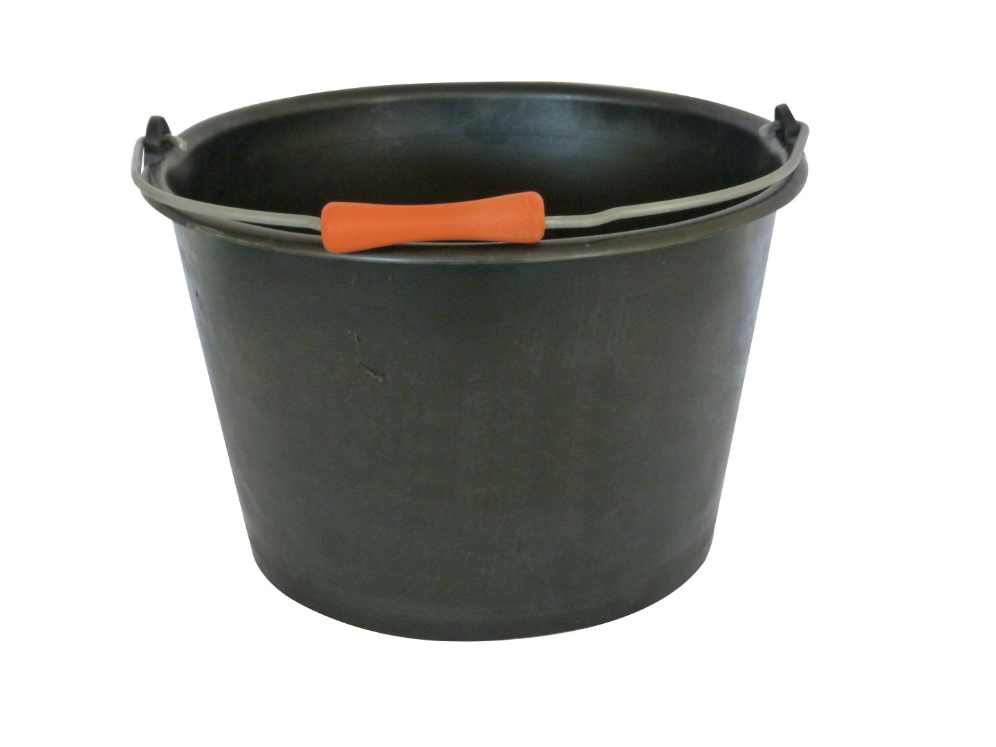 Cubo de plástico negro con asa