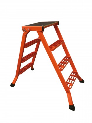 ESCALERILLA PLEGABLE ALUMINIO LESCABO®  CON PELDAÑOS DE REJILLA METÁLICA - 90cm