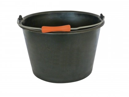 Cubo de plástico negro con asa