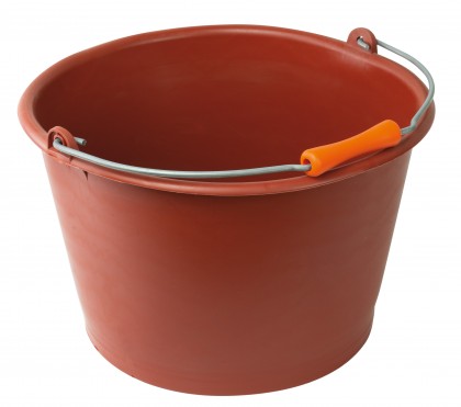 Cubo acampanado en plastico rojo con asa