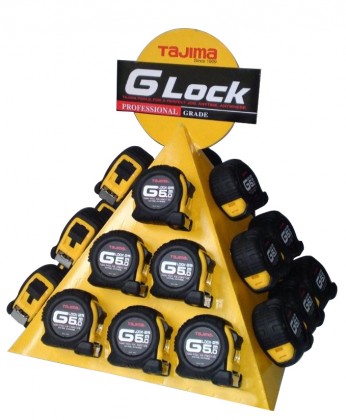 Flexómetro g lock tajima® en expositor de 24